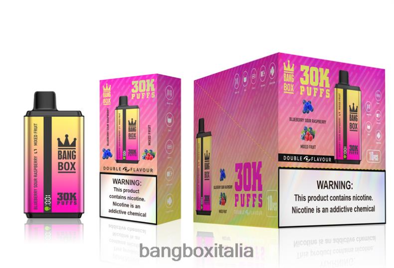 Bang Box Nicotina - Bang Box 30000 bignè doppi gusti lampone acido al mirtillo e frutta mista 8ZFV666