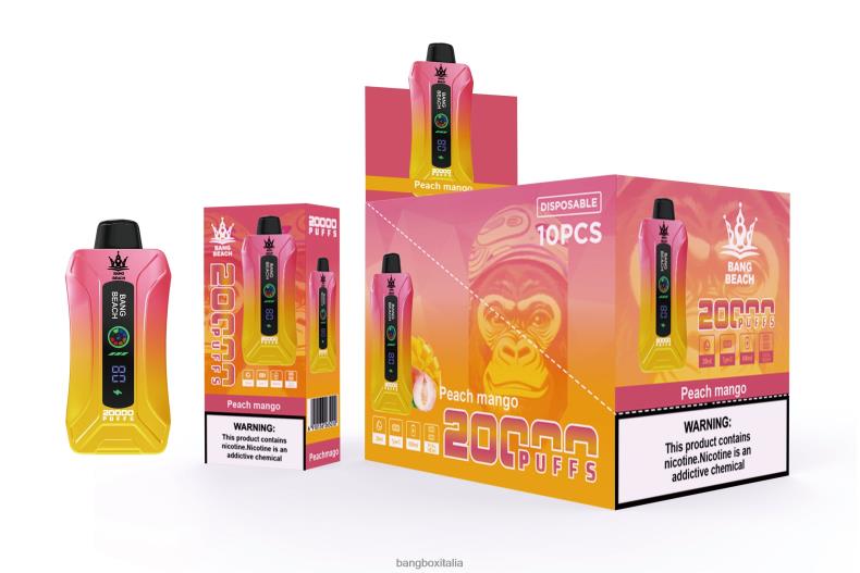Bang Box Puff - Bang Beach Svapo a schermo intelligente da 20000 sbuffi mango alla pesca 8ZFV62