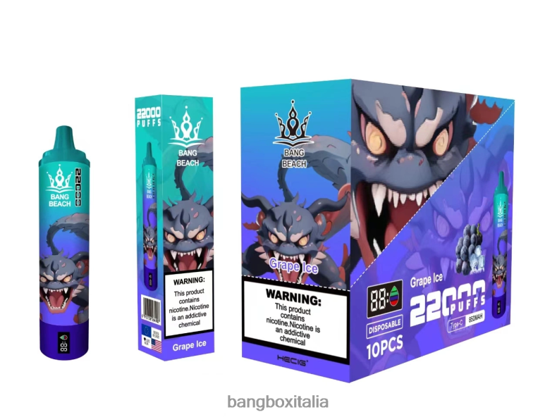 Bang Box Vape - Bang Beach Schermo intelligente da 22000 sbuffi ghiaccio d'uva 8ZFV619